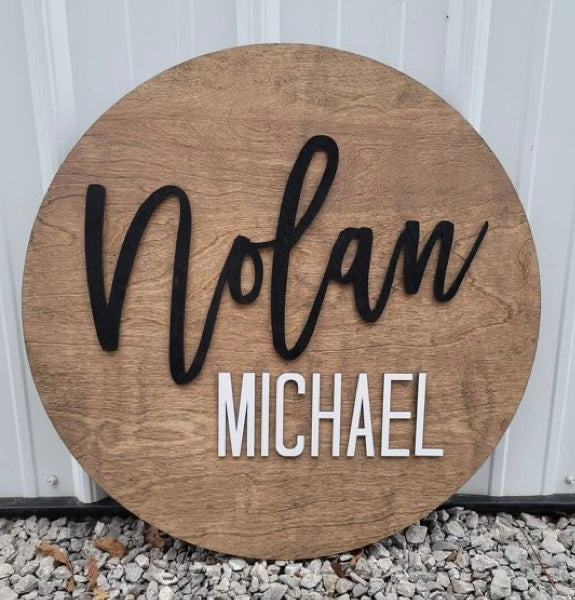 Wood Round Nursery baby name sign wooden toddler name room sign baby shower gift new born gift coquette decor kids room personalized decor wood name